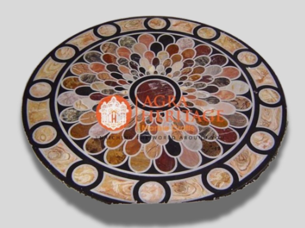 Marble Top Dining Center Table Mosaic Inlay Handicraft Art